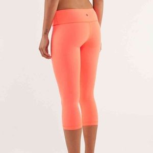 Lululemon Crop Leggings Bright Coral